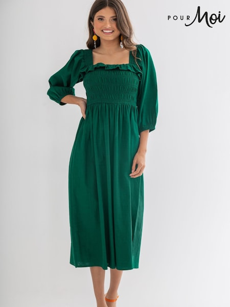 Pour Moi Textured Woven Frill Detail Midi Dress (W27761) | 74 €