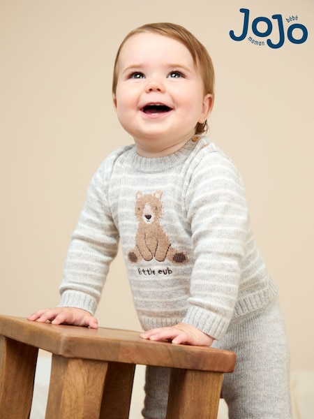 JoJo Maman Bébé Grey Knit Top & Bottom Set (W27771) | AED186 - AED198