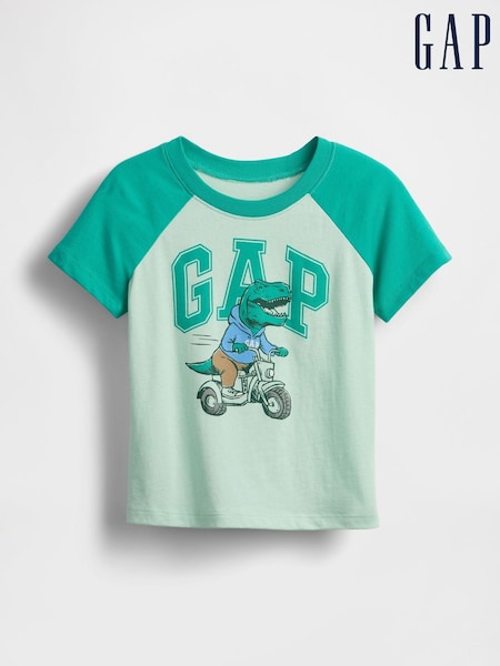 Gap Green Dinosaur Logo Colourblock T-Shirt (6mths-5yrs) (W27857) | €16