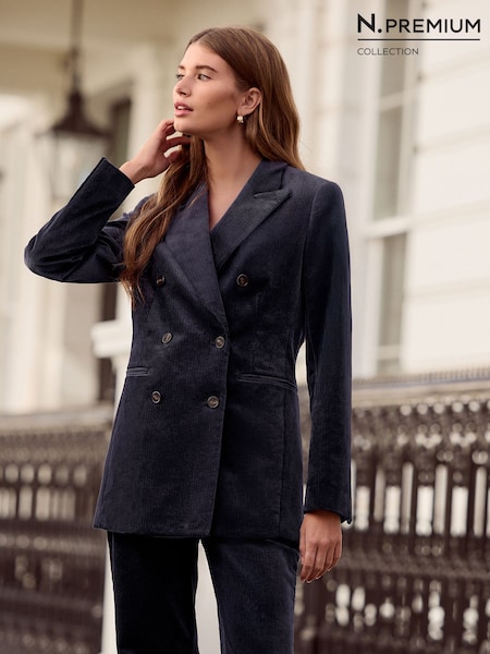 Navy N. Premium Cord Double Breasted Blazer (W27933) | €123