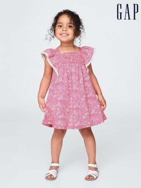 Gap Pink Poplin Flutter-Sleeve Dress (6mths-5yrs) (W27943) | €40