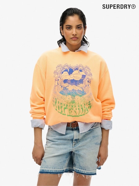 Superdry Orange Psych Surf Loose Crew Sweatshirt (W28168) | €58