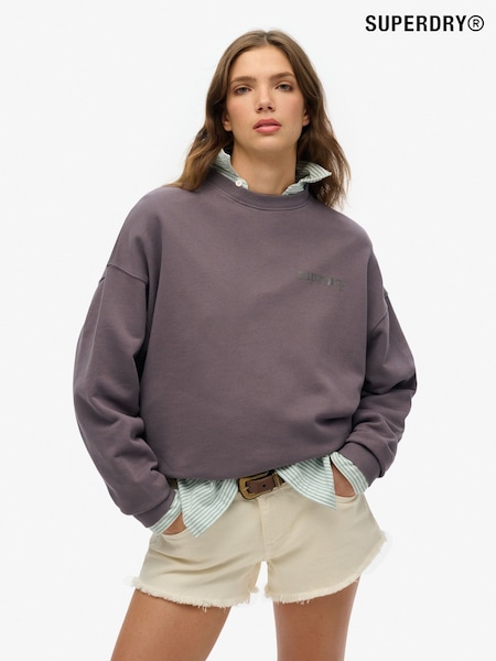 Superdry Grey Oversized Old School Tattoo Crew 100% Cotton Sweatshirt (W28173) | R$ 495