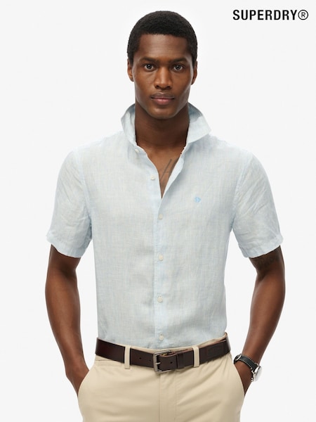 Superdry Blue Embroidered Vacation 100% Linen Shirt (W28181) | R$ 495