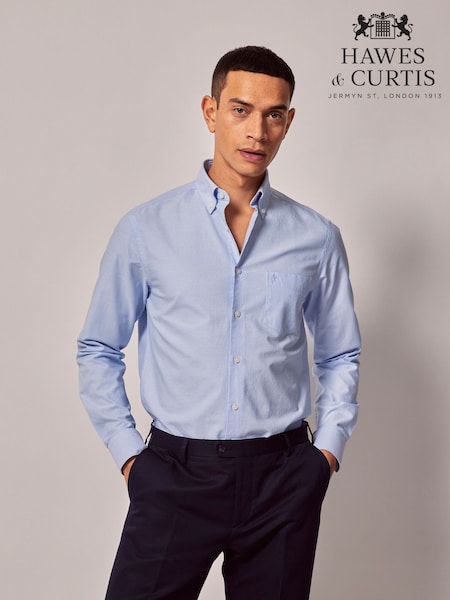 Hawes & Curtis Blue Oxford Plain 100% Cotton Shirt (W28210) | AED402