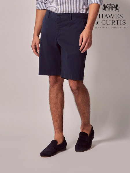 Hawes & Curtis Blue Garment Dyed 100% Cotton Stretch Chino Shorts (W28218) | 83 €