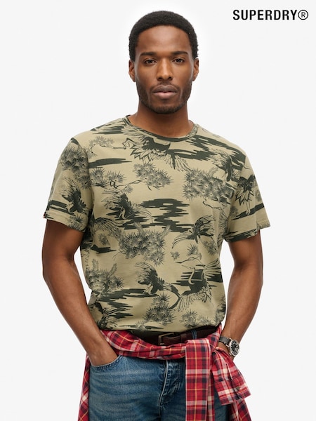 Superdry Green Classic Essential Printed 100% Cotton T-Shirt (W28238) | 114 QAR
