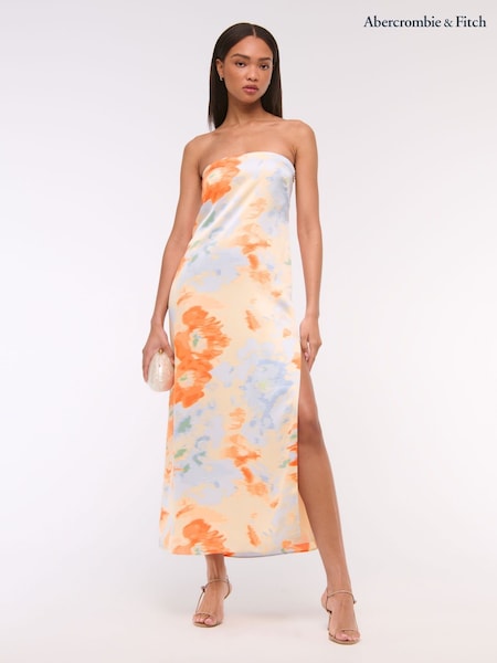 Abercrombie & Fitch Blue Strapless Floral Maxi Dress (W28243) | ₪412