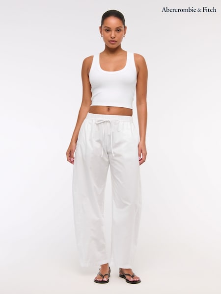 Abercrombie & Fitch Poplin Pull On Barrel Leg 100% Cotton Trousers (W28251) | ₪272