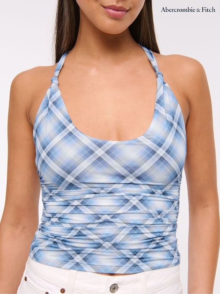 Abercrombie & Fitch Blue Knotted Strap Halter Neck Top (W28259) | R$ 345