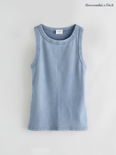 Abercrombie & Fitch Blue Ribbed 100% Cotton Tank Top (W28260) | AED116