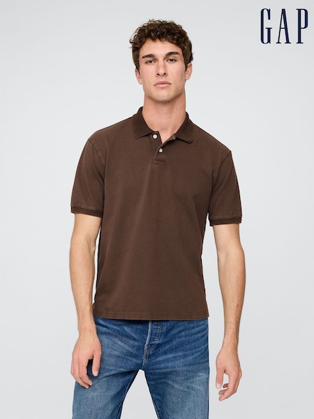 Gap Brown Cotton Pique Short Sleeve Polo Shirt (W28318) | €40