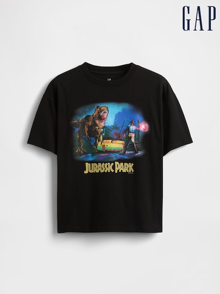 Gap Black Heavyweight Jurassic Park Graphic Short Sleeve T-Shirt (4-13yrs) (W28352) | €29
