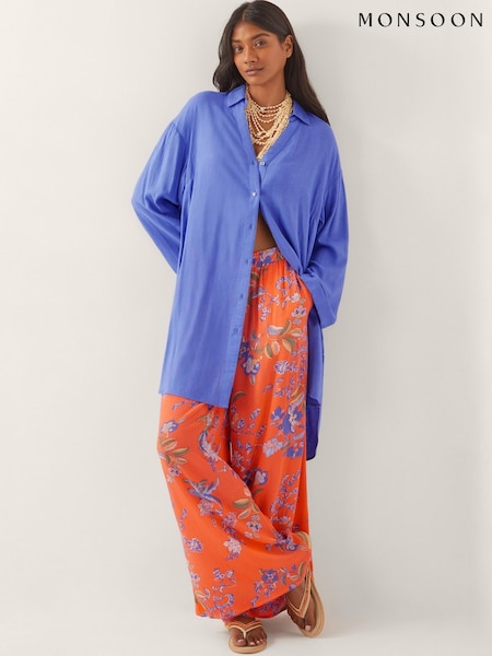 Monsoon Orange Kaia Floral Print Trousers (W28415) | €69