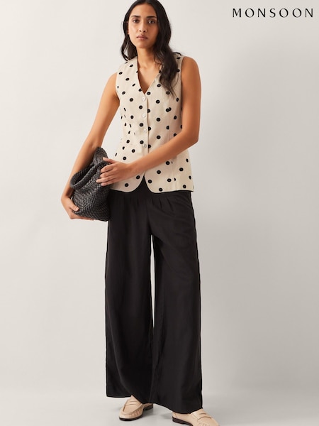 Monsoon Natural Isabel Polka Dot Waistcoat (W28420) | ₪327