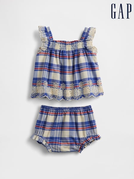Gap Blue Poplin Eyelet-Hem Outfit Set (W28444) | €33