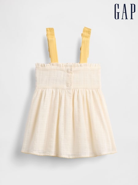 Gap Cream/Yellow Baby Embroidered Tie-Shoulder Dress (Newborn-24mths) (W28451) | €34