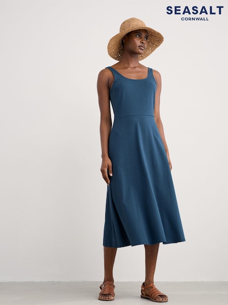 Seasalt Cornwall Blue Sun Gleam Jersey Midi Dress (W28528) | €63
