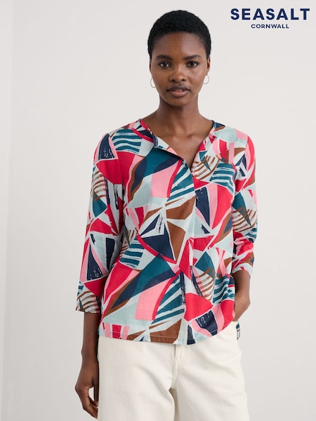 Azul - Seasalt Cornwall Multi Watercolour Sketch 3/4 Sleeve Blouses (W28539) | 75 €