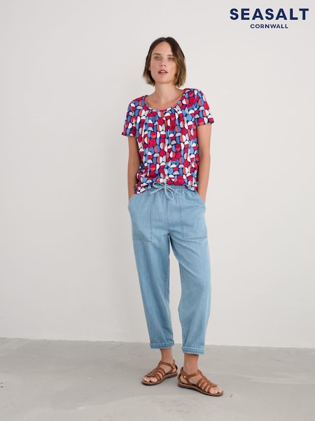 Azul y rojo - Seasalt Cornwall Light Pink Appletree Keyhole Detail T-Shirt (W28560) | 54 €