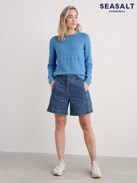 Seasalt Cornwall Blue Kinter 100% Cotton Jumper (W28571) | €84