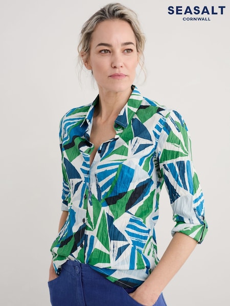 Seasalt Cornwall Multi Blue Larissa 100% Cotton Shirt (W28587) | ₪251