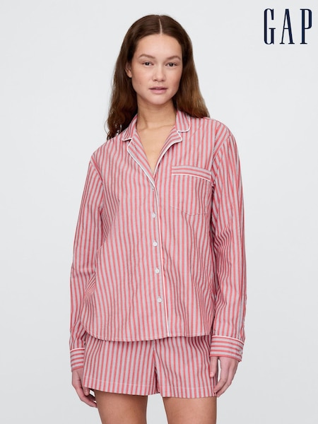 Gap Red Stripe 100% Cotton Poplin Pyjama Top (W28625) | €42