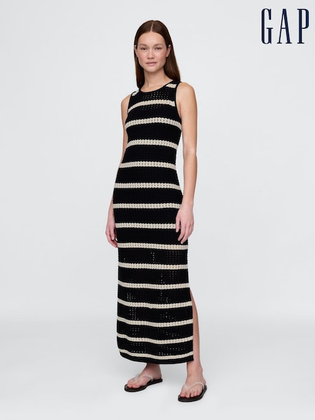 Gap Black/White Stripe Crochet Maxi Dress (W28636) | €99