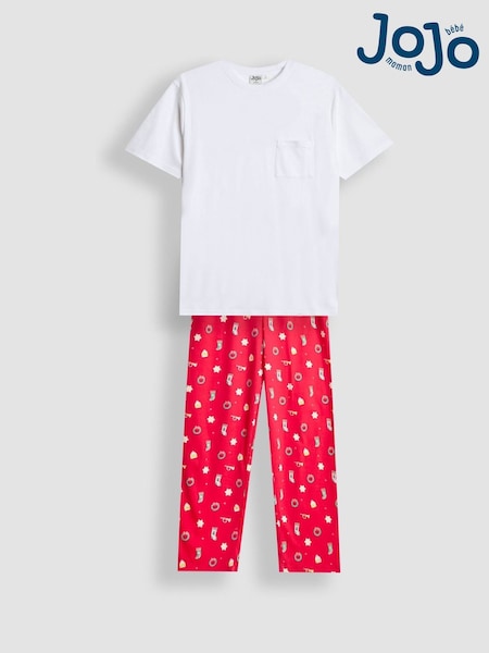 JoJo Maman Bébé Red Men's Christmas Jersey Pyjama Set (W28714) | R$ 390