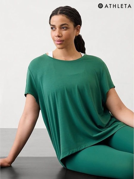 Blau - Athleta With Ease T-Shirt mit Rippung (W28740) | 54 €