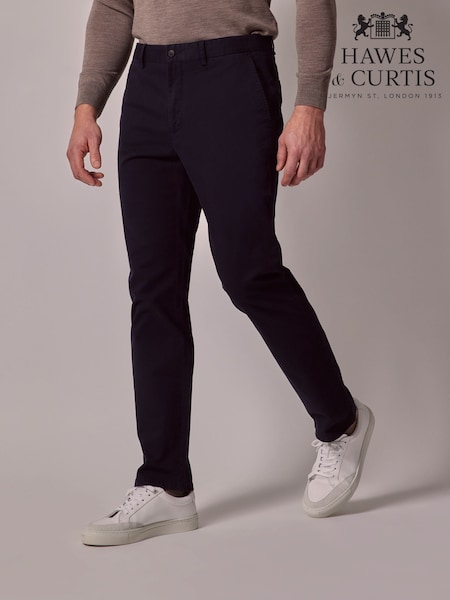 Hawes & Curtis Blue Garment Dyed Stretch Trousers (W28756) | ‏347‏₪