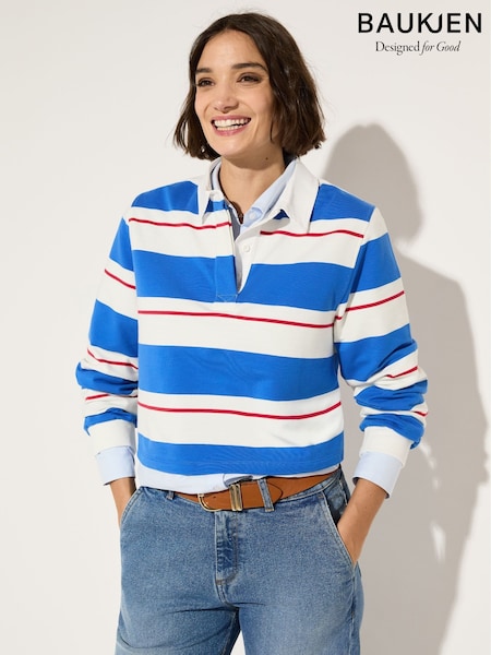 Baukjen Blue Bluebell Cropped Rugby T-Shirt Azure (W28973) | $156