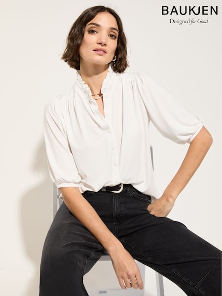 Baukjen Janey Short Sleeve White Blouse (W28975) | AZN 223