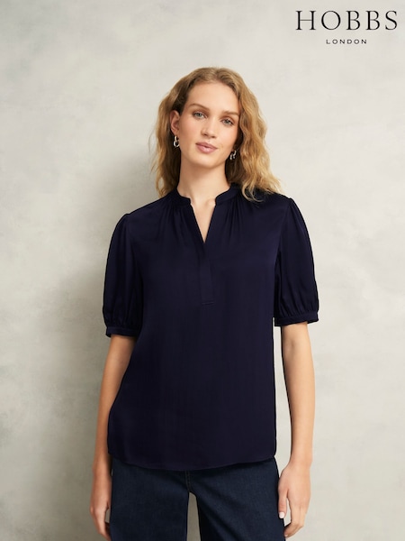 Hobbs Blue Anastasia Blouse (W29009) | ₪427