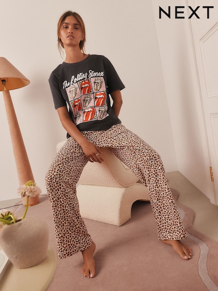Grey/Animal Rolling Stones Short Sleeve Pyjamas (W29057) | R$ 315