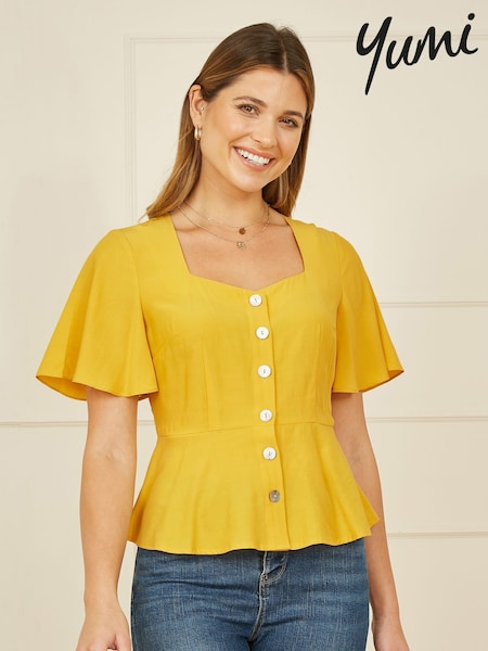 Yumi Yellow Button Up Top (W29060) | €51
