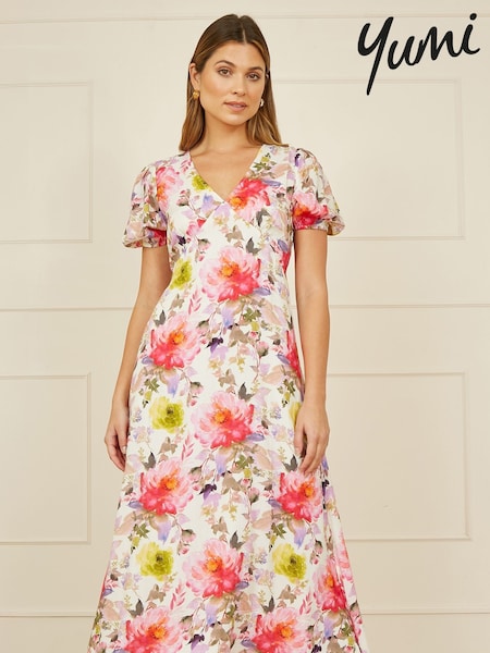 Yumi Cream Floral Midi Dress (W29063) | €89