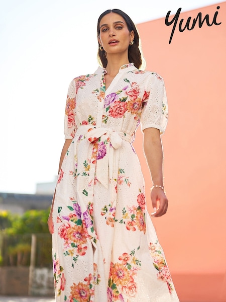 Yumi Floral 100% Cotton Broderie Anglaise Skater Dress (W29073) | ‏377‏₪