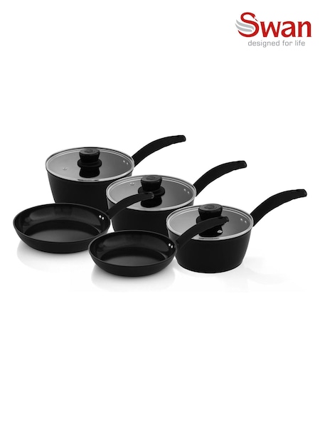 Swan 5 Piece Black Stealth Cookware Set with Superior Ceramic Compatible (W29111) | €136