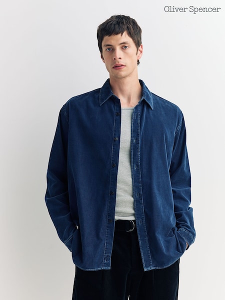 Oliver Spencer Blue Atlanta Brushed Cord Shirt (W29129) | €255