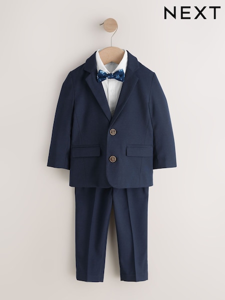 Navy Blazer, Shirt, Trousers And Bow Tie Set (3mths-9yrs) (W29197) | AED264 - AED320