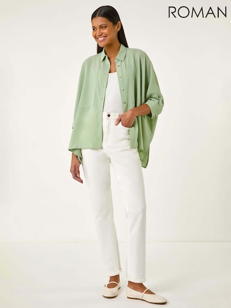 Roman Light Green Relaxed Smart Stretch Shirt (W29216) | €53