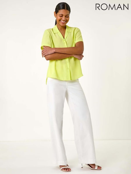 Verde - Roman Collared Short Sleeve Blouse (W29225) | 51 €