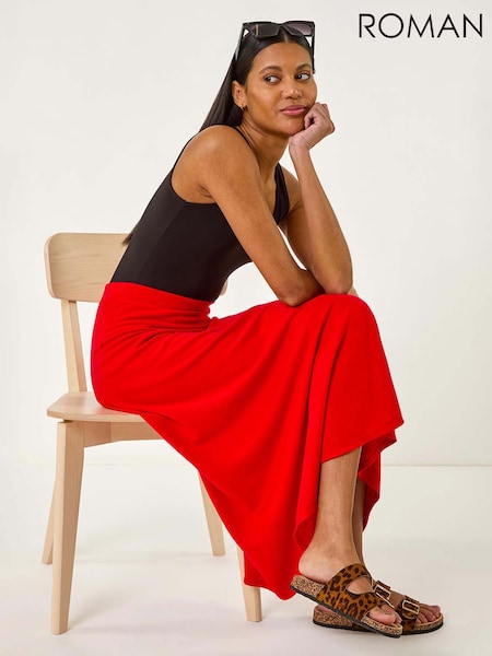 Roman Red A-Line Pull On Stretch Skirt (W29231) | €53