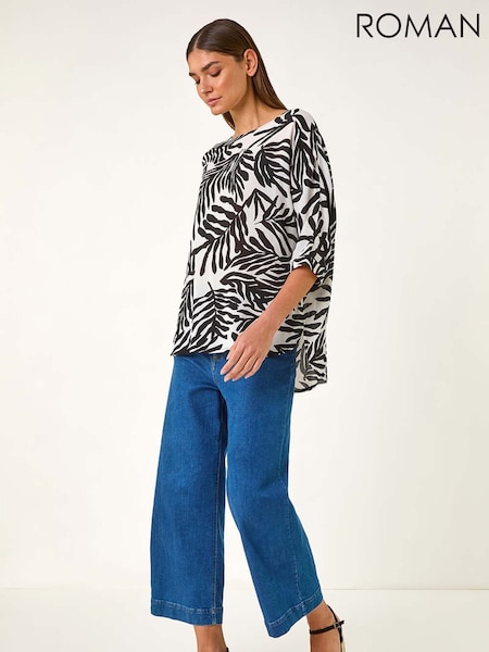 Roman Leaf Print Tunic Top (W29237) | ‏226‏₪