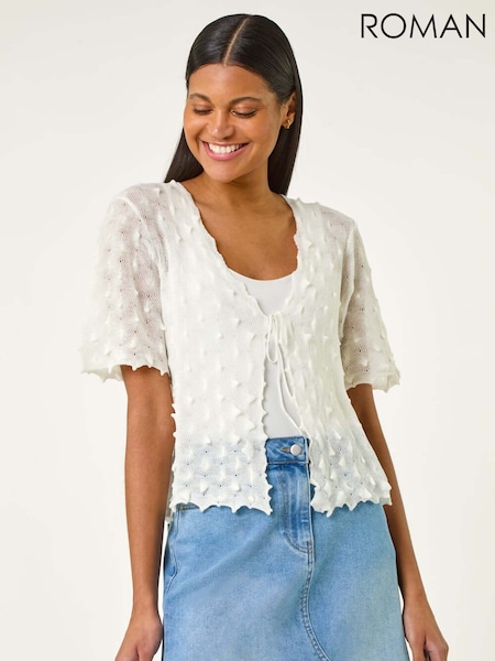 Bela - Roman Textured Tie Front Shrug (W29241) | € 53