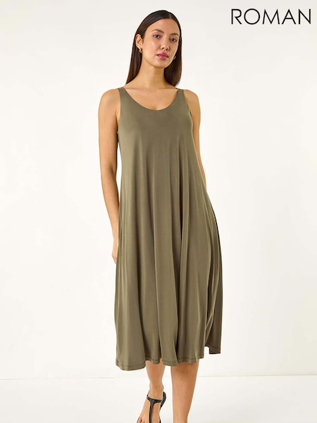 Roman Strappy Jersey Midi Dress (W29255) | R$ 545