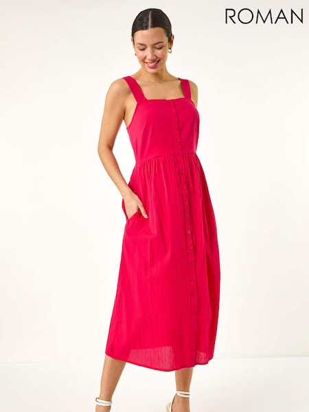 Roman Pink Seer Sucker 100% Cotton Sundress (W29267) | $90