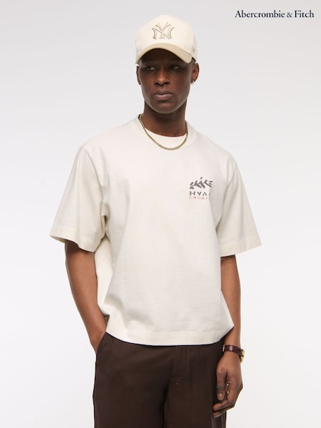 Abercrombie & Fitch Back Print Short Sleeve 100% Cotton White T-Shirt (W29297) | €50