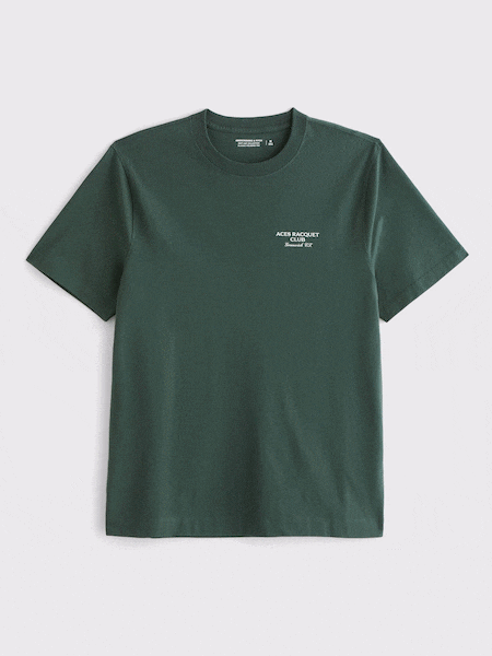 Abercrombie & Fitch Green Back Print Short Sleeve 100% Cotton T-Shirt (W29309) | €36